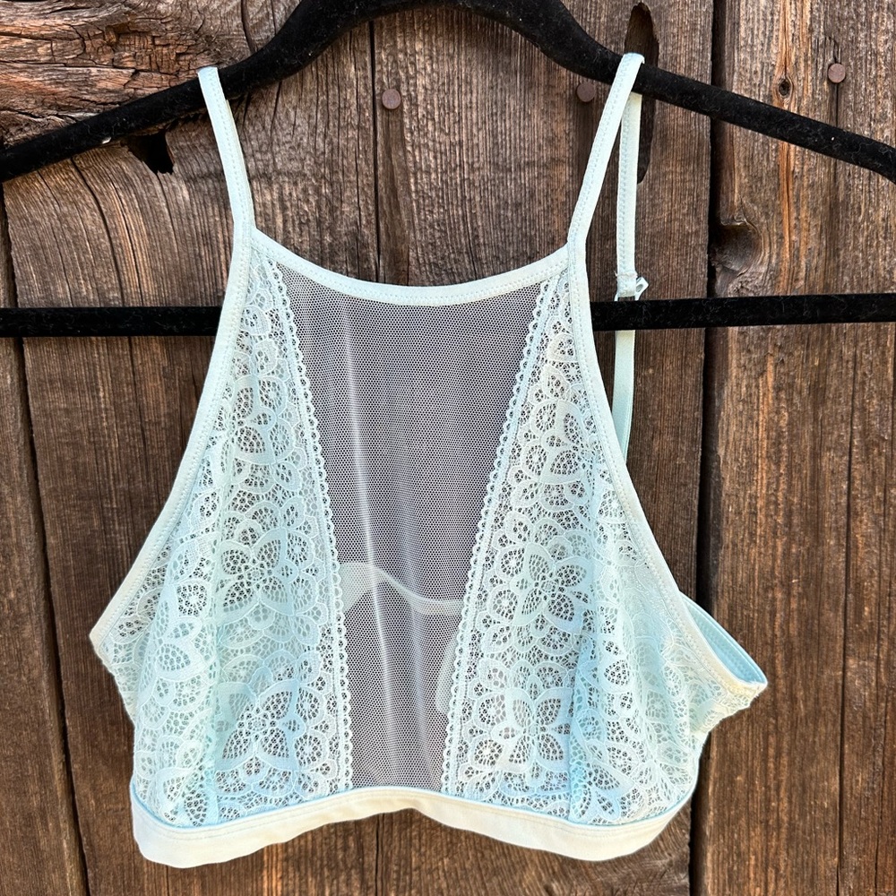 Victoria’s Secret Light Blue Lace High Neck Bralette